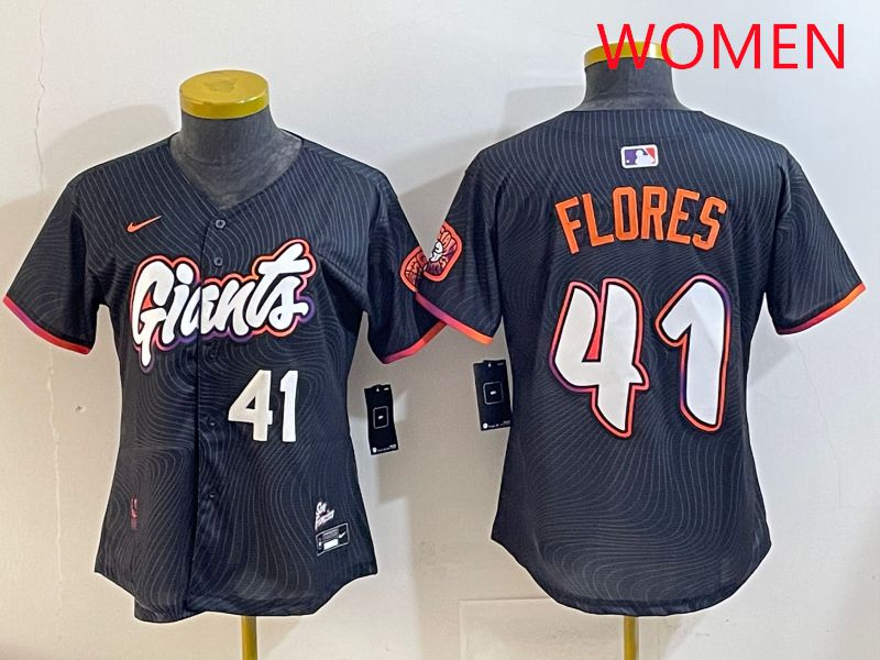 Women San Francisco Giants 41 Flores Black Joint Name 2025 Nike MLB Jersey style 5